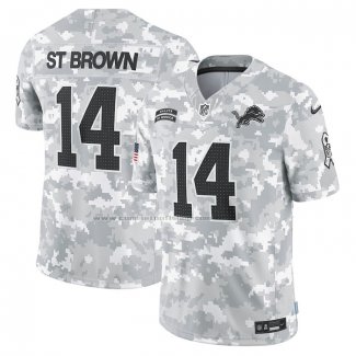 Camiseta NFL Limited Detroit Lions Amon-Ra St. Brown 2024 Salute To Service Gris